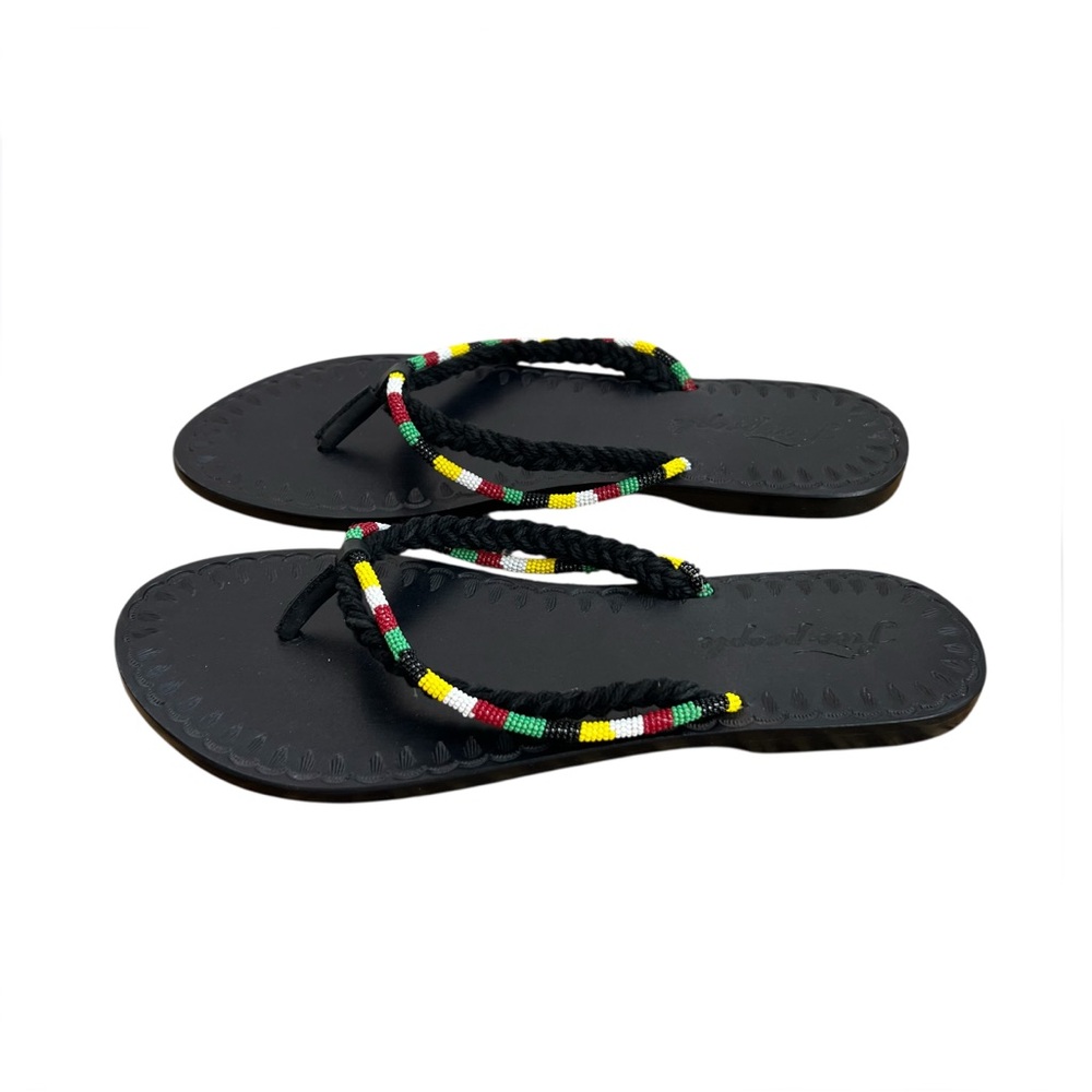 Free People Menorca Thong Flip Flop Leather Beaded Sandal 40 black